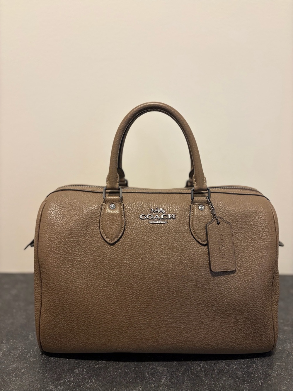 Coach Large Rowan Satchel Dark Stone w/ Shoulder Strap (Like New)